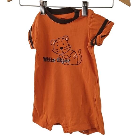 Carter’s Baby Boy Romper 18M Orange "Little Tiger" Short Sleeve One-Piece EUC - Picture 4 of 5